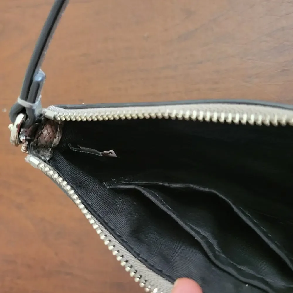 Coach Turnlock Small Wristlet with Bow Silver Gray Leather Wallet